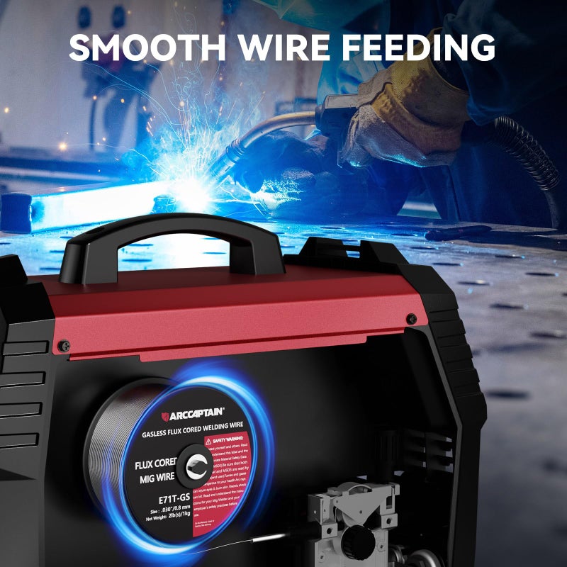 ARCCAPTAIN سلك لحام ARCCAPTAIN Flux Core .030 بوصة، E71T-GS Mig Welding Wir 2 ​​رطل × 2 بكرة فولاذ كربوني معتدل بدون غاز متوافق مع لينكولن ميلر فورني هاربور لحام، حزمة من 2 - Image 3